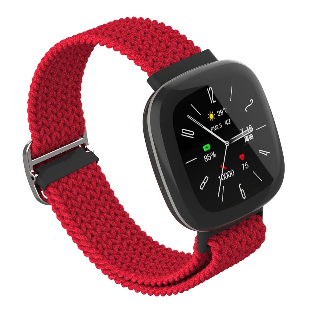 Braided Nylon Fabric Replacement Band Fitbit Versa 3/Versa 4/Sense/Sense 2  Red