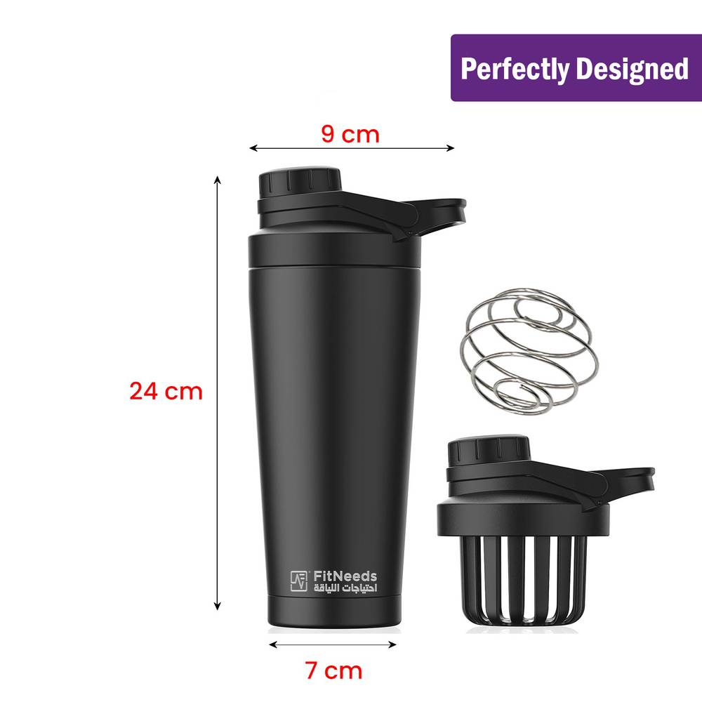 FitNeeds - Shaker Double Stainless Steel (750 ml)  Black