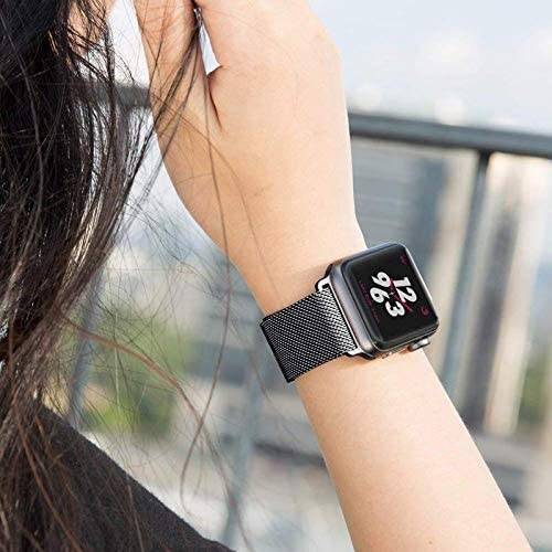 Magnetic Stainless Steel Replacement Band for Apple Watches  38mm-40mm-41mm  Black