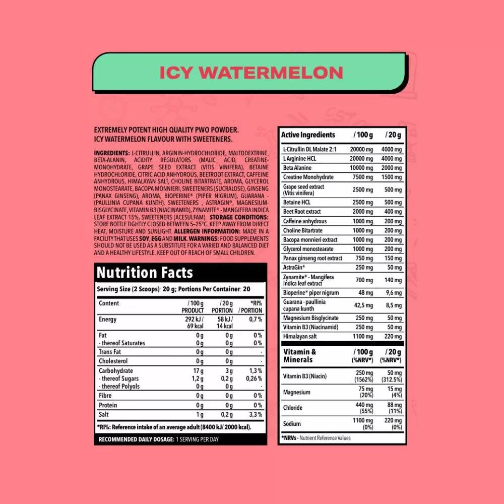 Nano Supps - Crave For Rush pre-workout (400 g)  Watermelon
