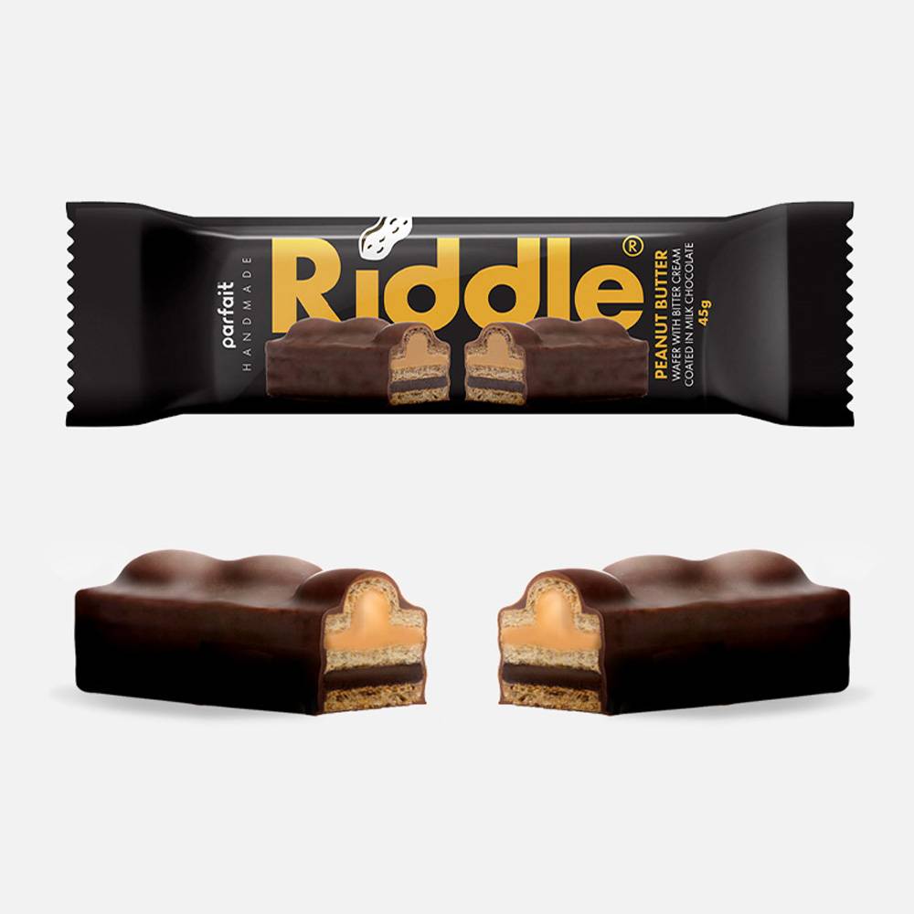 Riddle Peanut Butter Protein Bar Wafer (Pack of 15)  Milk Chocolate