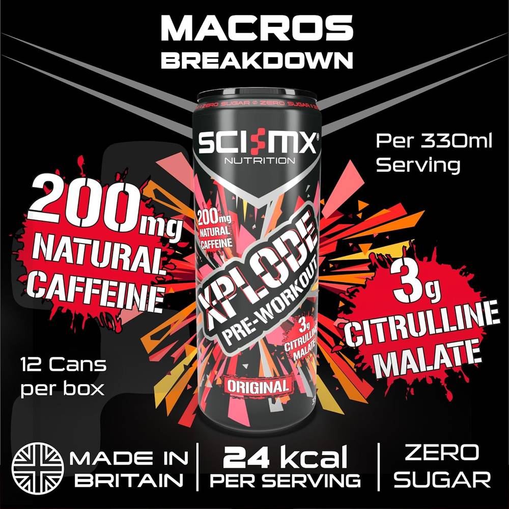 SCI-MX - X-Plode Pre-Workout Energy Drink (Pack of 12)  Ginger and Mango