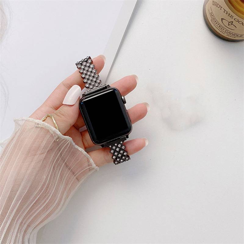 Women Strap with crystal design for Apple watch   38mm-40mm-41mm  Silver