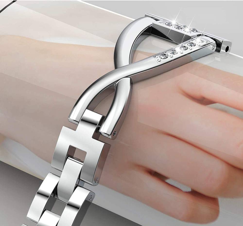 Metal Replacement Band for Fitbit Versa 3/Versa 4/ Fitbit Sense/ Sense 2 Watches  Silver
