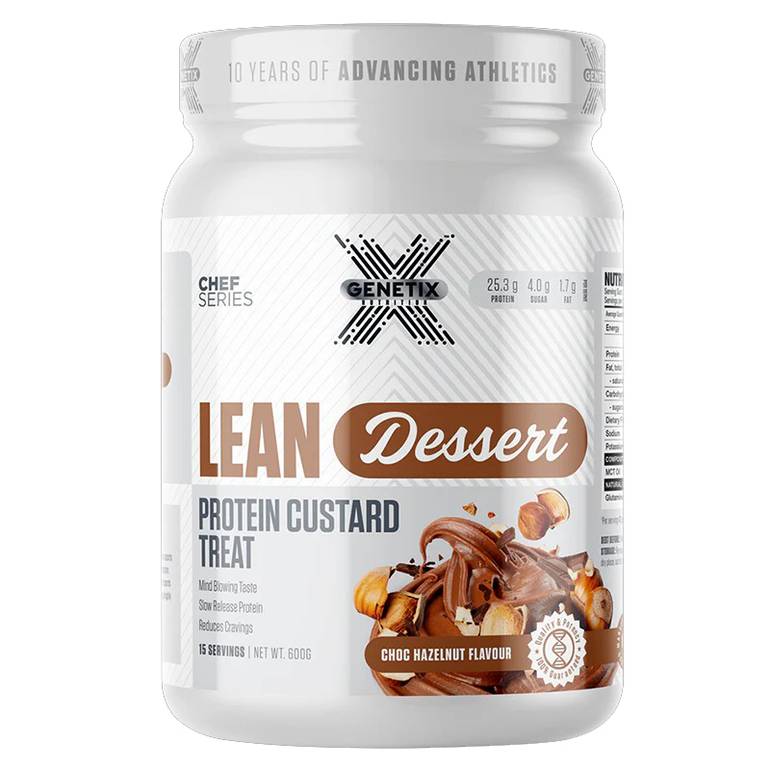 جينتكس نيوترشن - لين ديزرت بروتين كاسترد (600 جم) - Genetix Nutrition Lean Dessert Protein Custard - شوكولاتة بالبندق