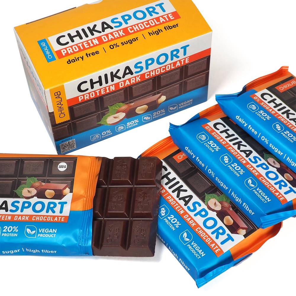 CHIKALAB - ChikaSport Protein Chocolate (4 pieces)  Chocolate Hazelnuts