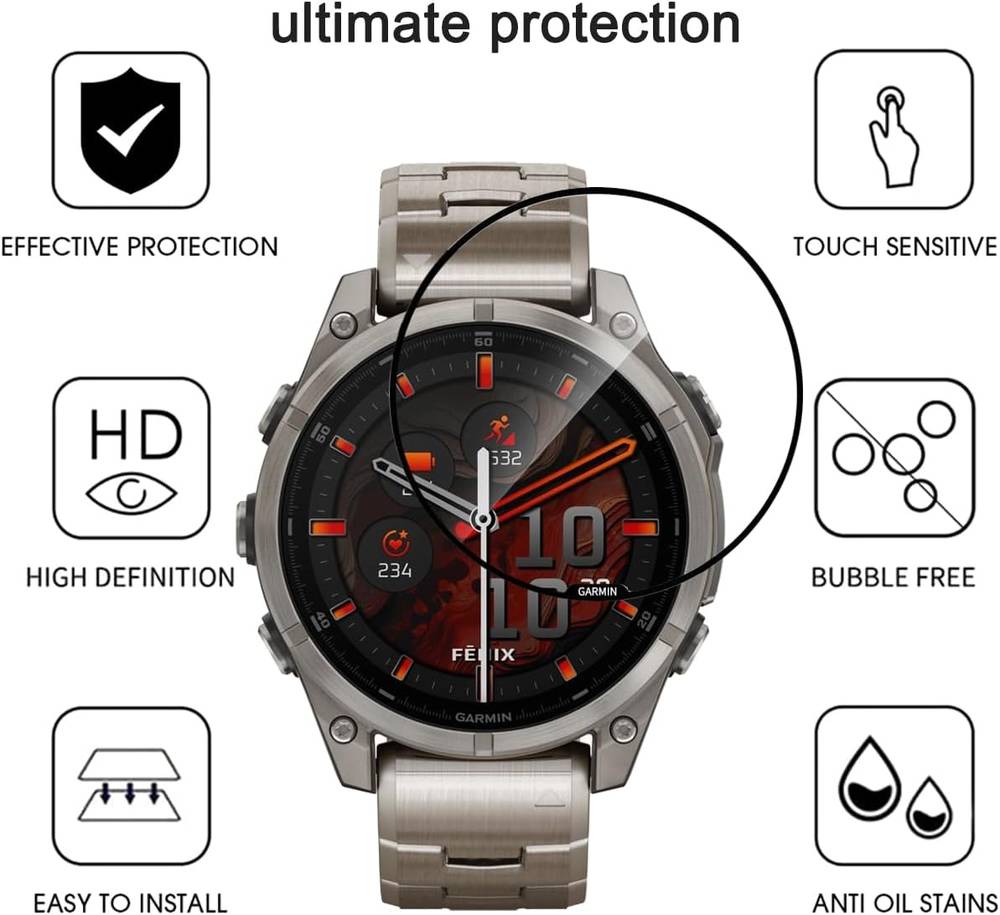 3  Pieces - 3D Screen Protector For Garmin Fenix 8   47mm