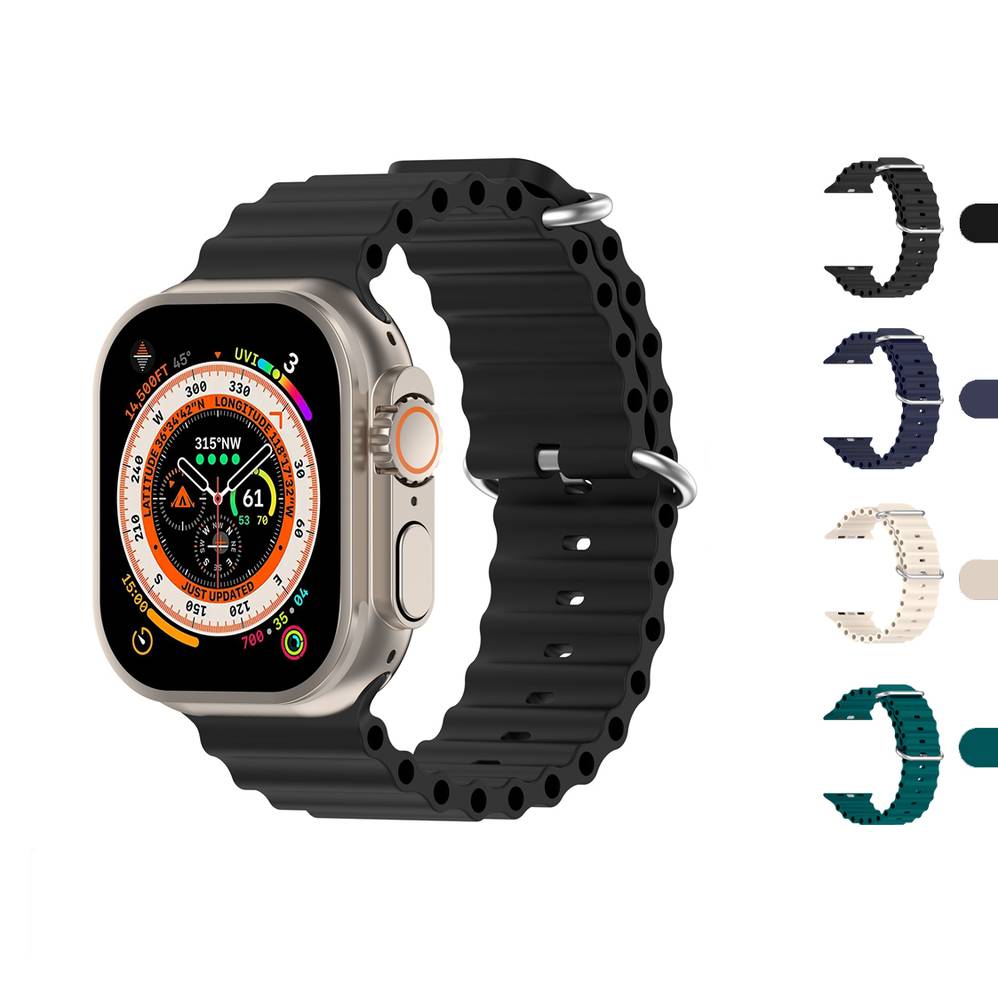 Corrugated Silicone Band For Apple Watches  42mm-44mm-45mm-46mm-49mm  Beige