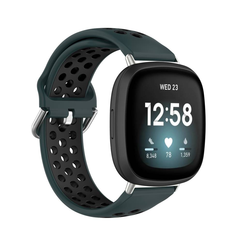 Sport Silicone Replacement Bands for Fitbit Versa 3/ Fitbit Sense Watches  Dark Blue & Grey