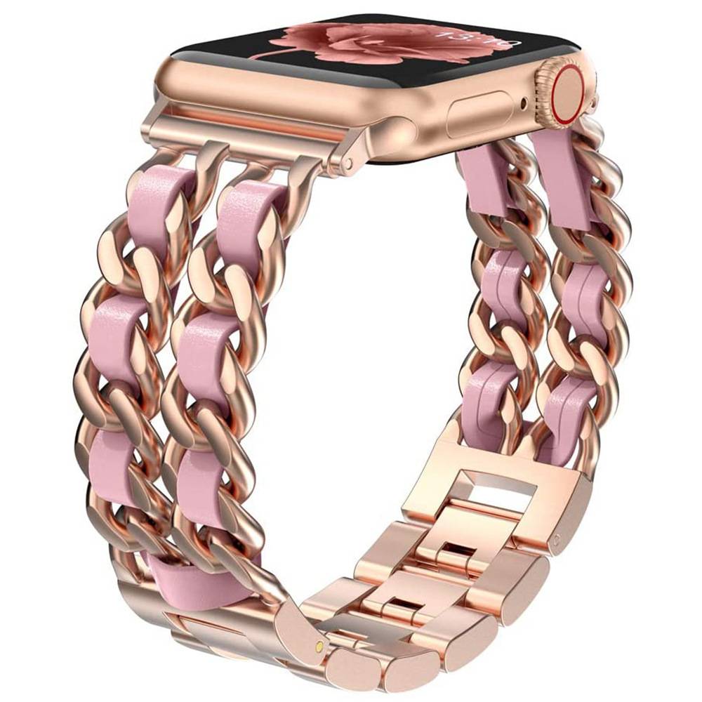 stainless-steel and leather Replacement Bands for Apple Watches  38mm-40mm-41mm  Silver & Silver