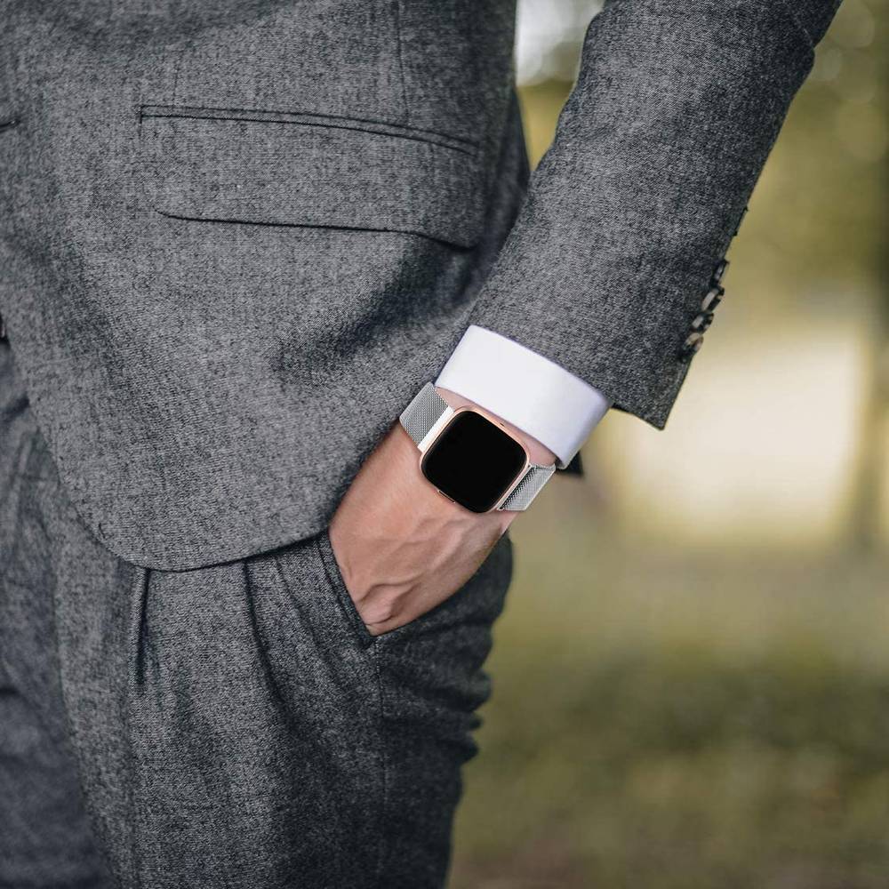 Stainless Steel Replacement Bands for Fitbit Versa / Versa Lite / Versa 2 Watch  Silver