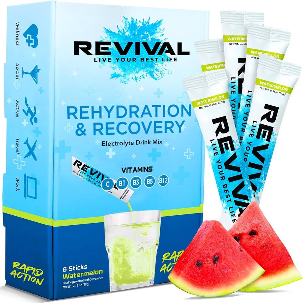  ريفايفل - مزيج مشروب الإلكتروليتات لإعادة الترطيب السريع (6 حبات) - Revival Singles to Go Drink Mix 