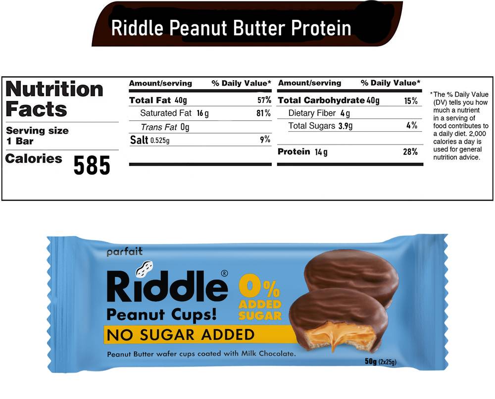  ريدل -  بار ويفر بروتين بزبدة الفول السوداني (15 حبة) - Riddle Peanut Butter Protein Bar Wafer 