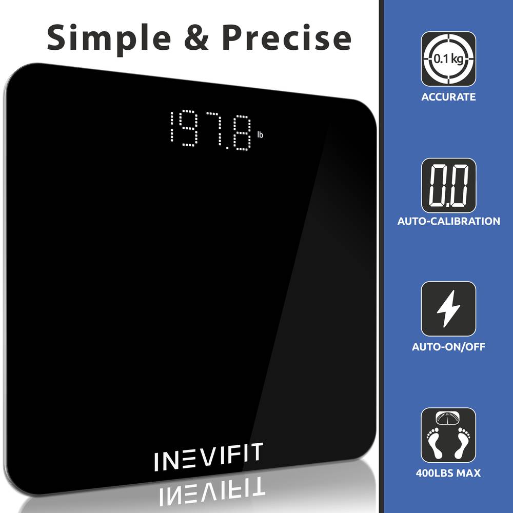INEVIFIT Bathroom Scale (Open Box)  Black