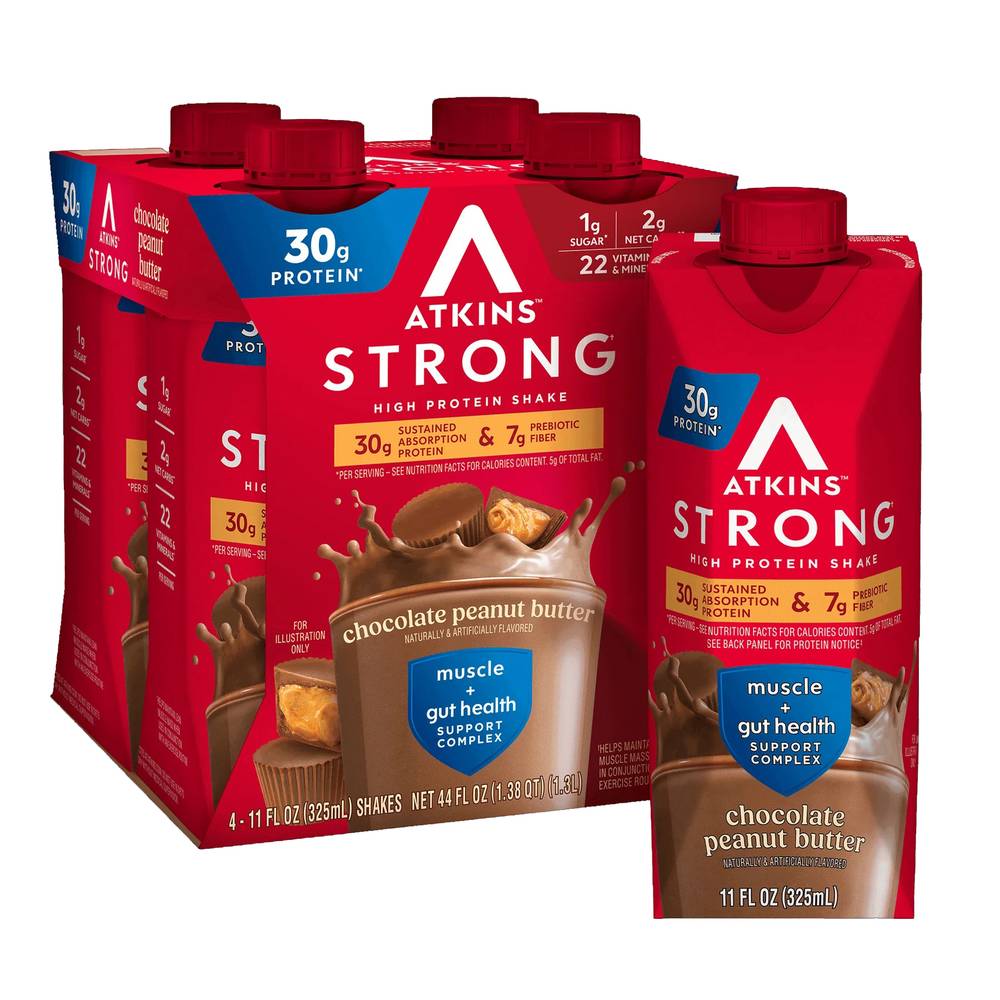  اتكينز - سترونج ميلك شيك عالي البروتين (4 علب) - Atkins Strong High Protein Shake 