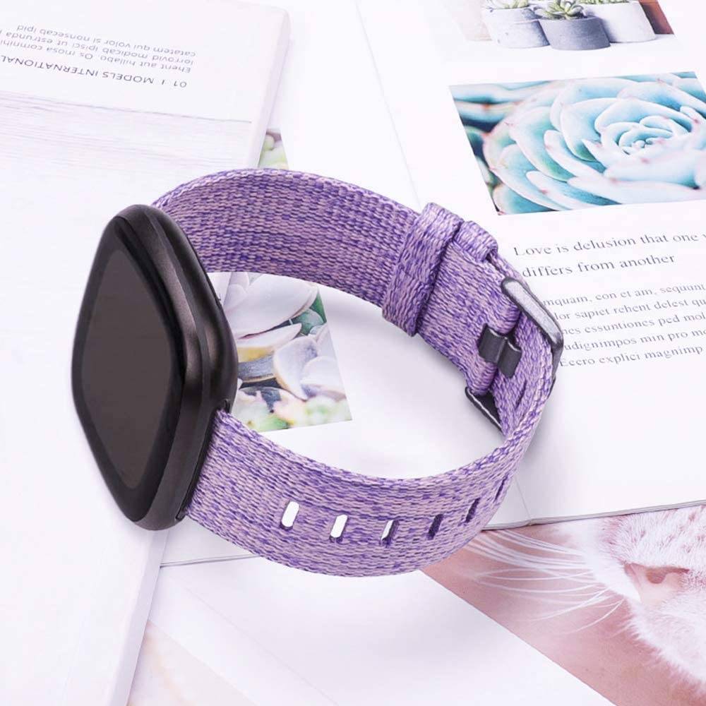 Woven Fabric Replacement Band for Fitbit Versa / Versa Lite / Versa 2 Watch  Purple