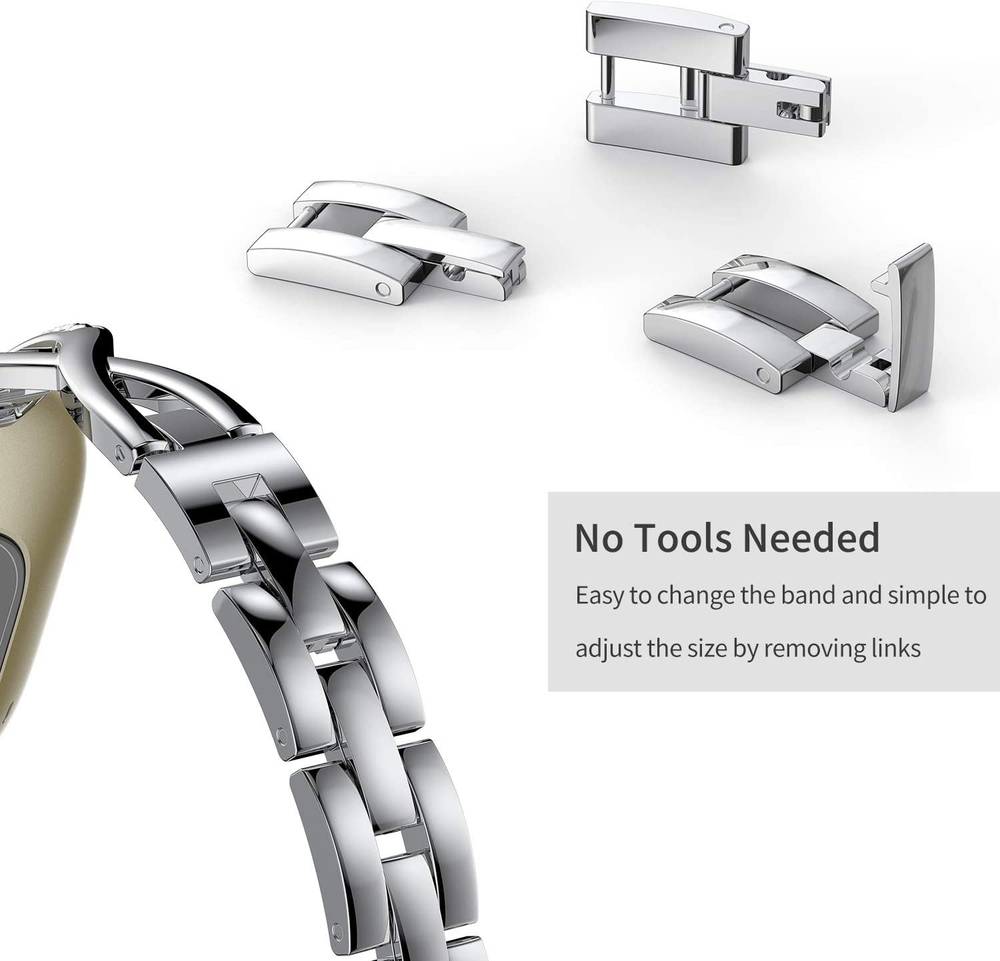 Metal Replacement Band for Fitbit Versa 3/Versa 4/ Fitbit Sense/ Sense 2 Watches  Silver