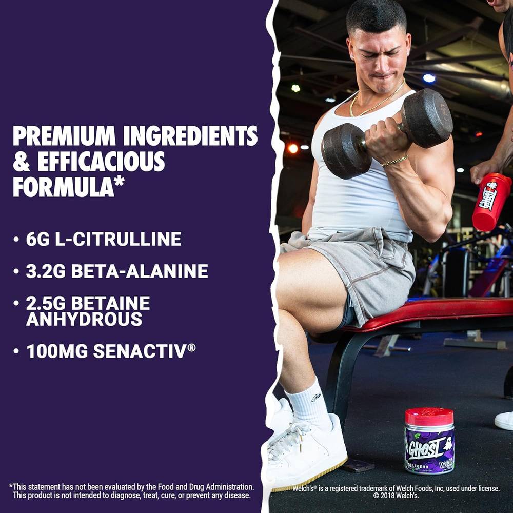 Ghost - Legend Pre-Workout Energy Powder (30 Servings)  Blue Raspberry