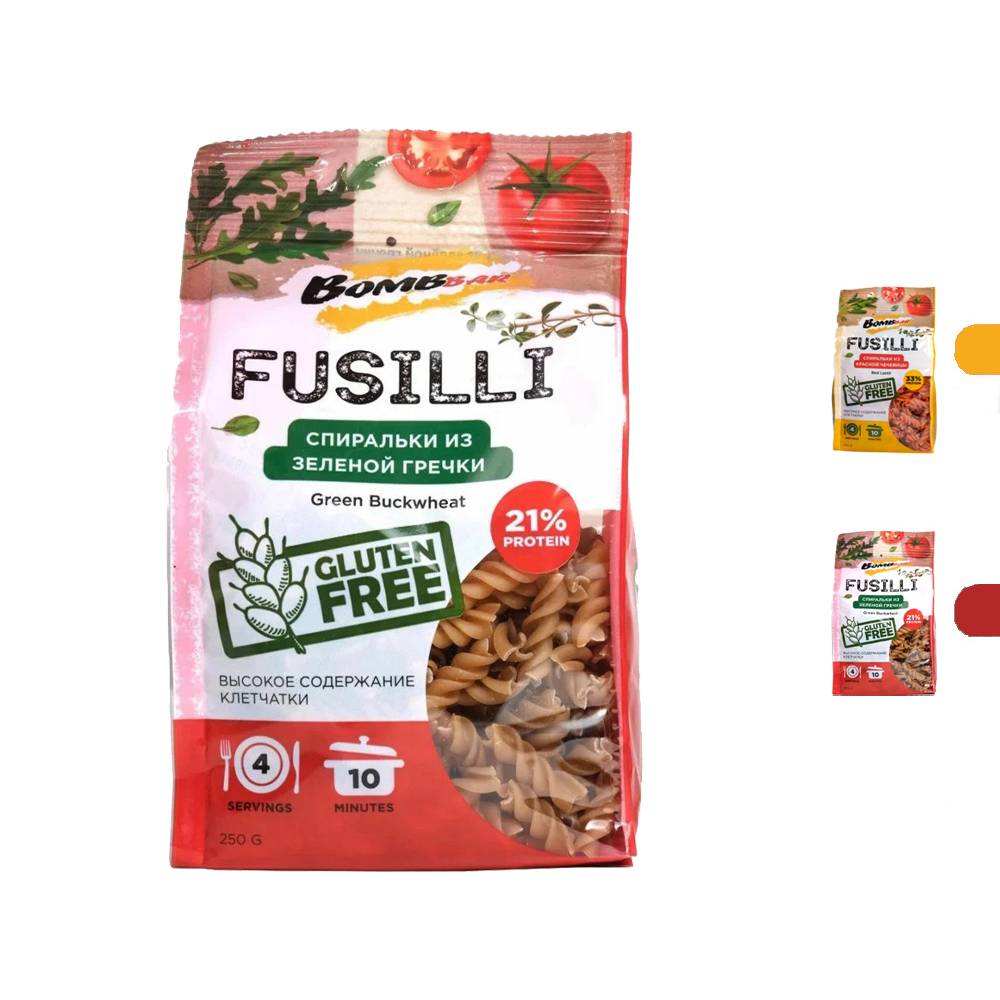 Bombbar - Fusilli Healthy Pasta (250g)  Red Lentil
