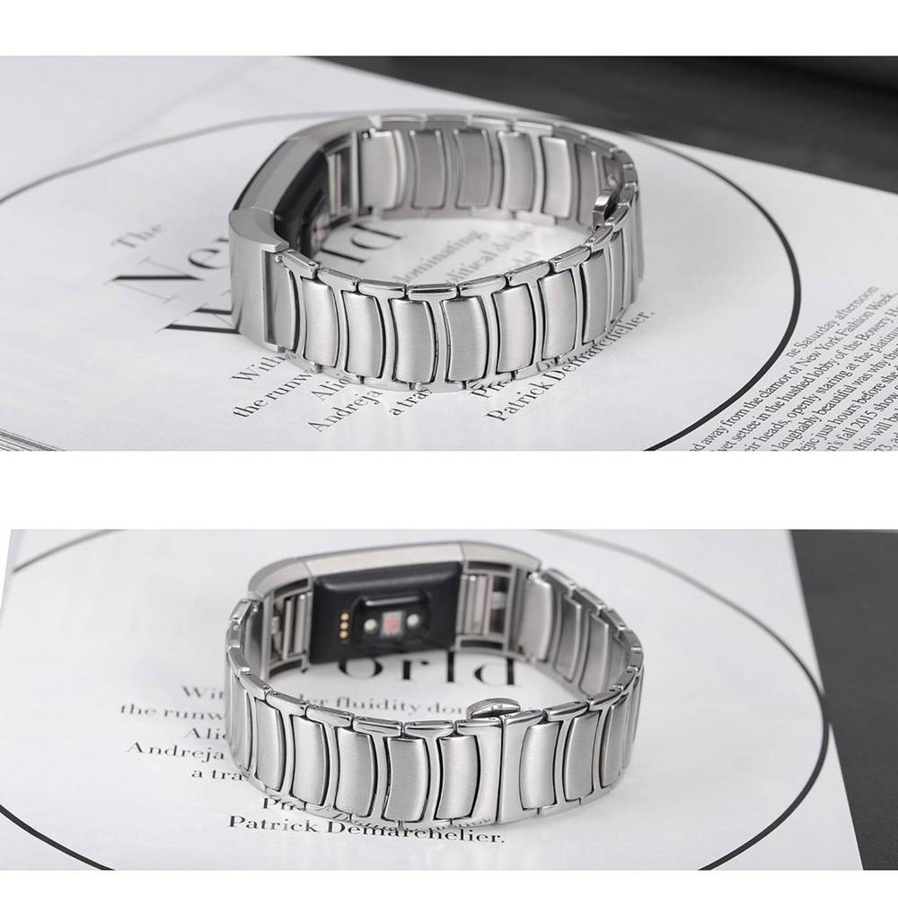 Replacement Band for Fitbit Charge-2, Metal Type  Silver