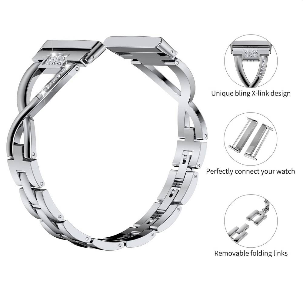 Metal Replacement Band for Fitbit Versa 3/Versa 4/ Fitbit Sense/ Sense 2 Watches  Silver