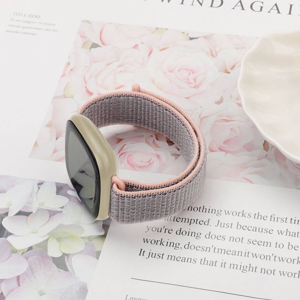 Nylon Fabric Replacement Band for Fitbit Versa 3/ Fitbit  Sense 2 Watches  Pink Sand