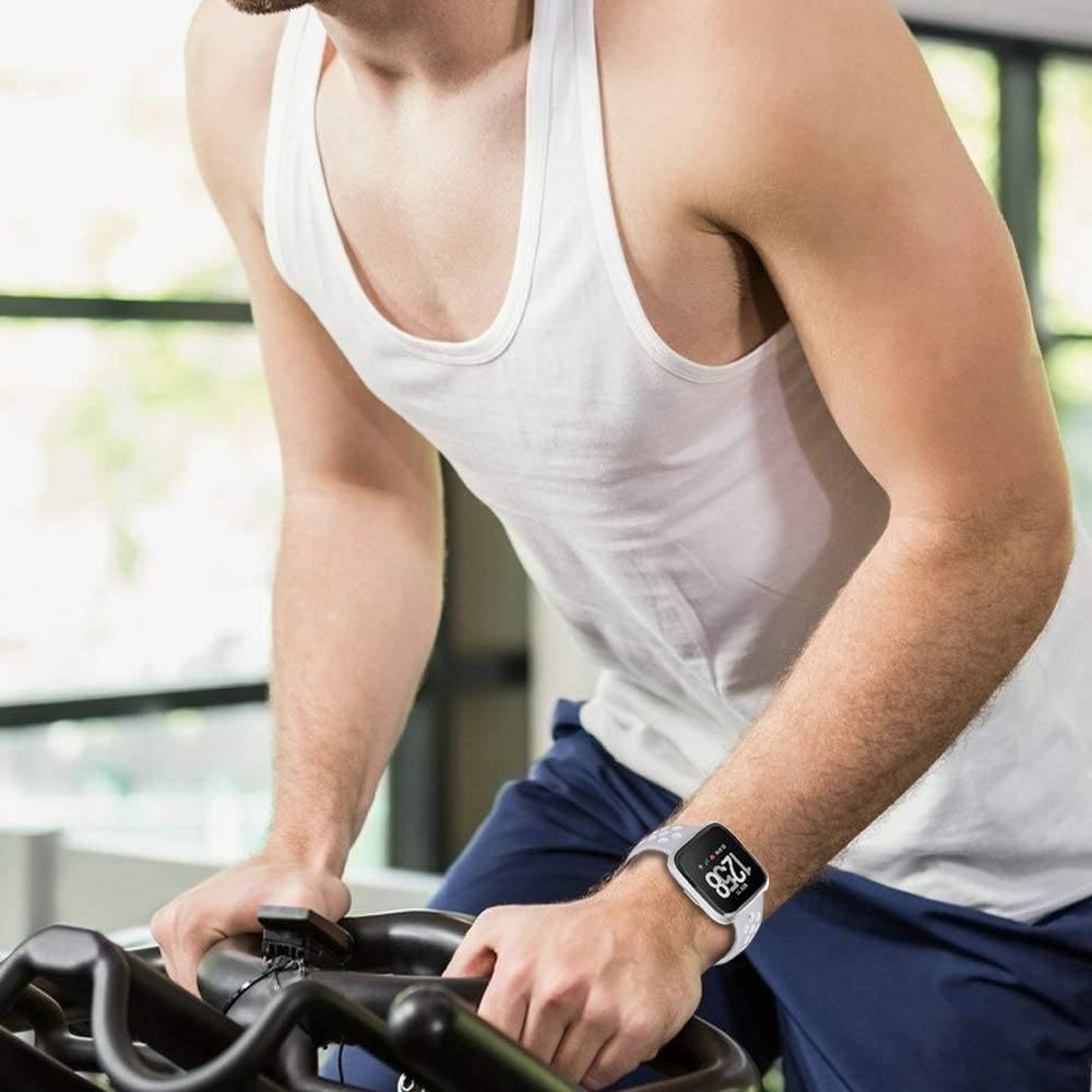 Sport Silicone Replacement Bands for Fitbit Versa / Versa Lite / Versa 2 Watch  Black & Green