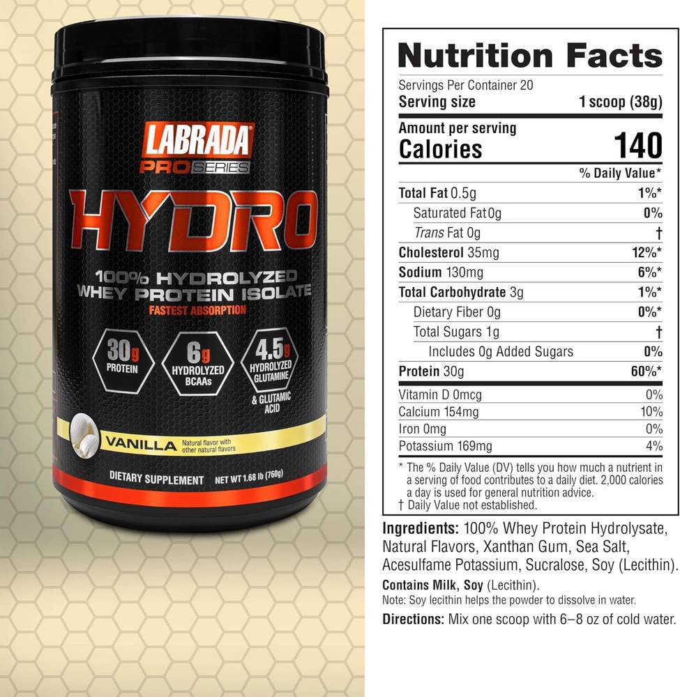  Labrada Pro Series - Hydro 100% Pure Hydrolyzed Whey Protein Isolate 