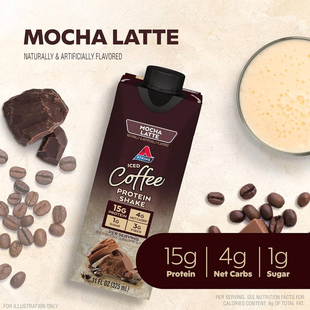 Atkins - Iced Coffee Protein Shake (4 Pack)  Cafe Latte