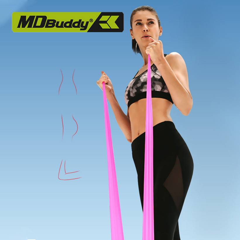 Set of Resistance Elastic Bands 4 Levels for Physical Therapy, Yoga and Strength Training