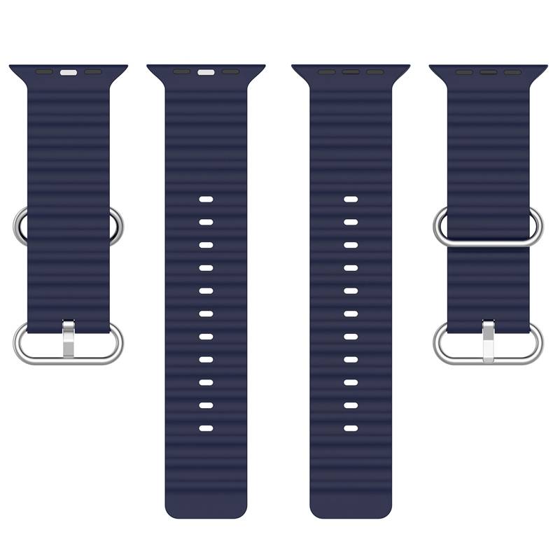 Corrugated Silicone Band For Apple Watches  42mm-44mm-45mm-46mm-49mm  Black