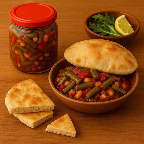  فاصولياء خضراء مع الذرة بدبس الرمان(حجم صغير)