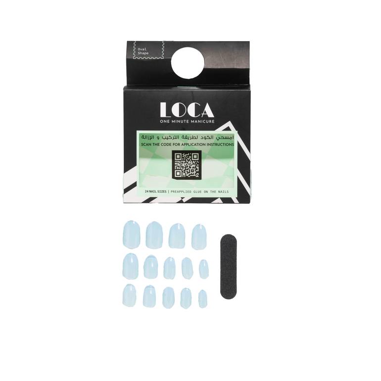 لوكا اظافر صناعية لصق ذاتي لون بيبي بلو شكل اوفال (17)