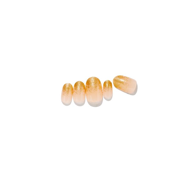 loca press on nails gold glitter oval shape (S1)