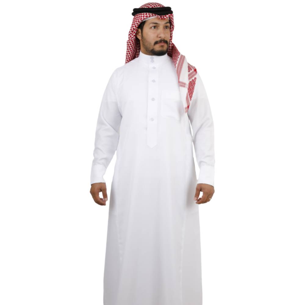 ثوب سعودي ساده قماش مقلم كوري