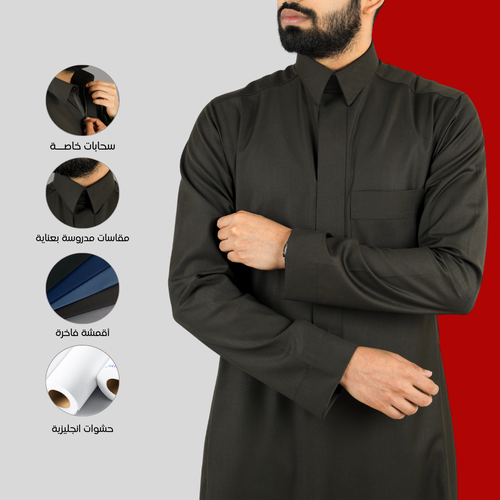 ثوب سعودي قلاب شتوي زيتي R.57