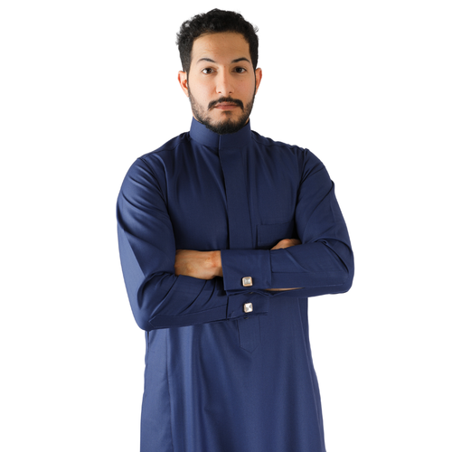 ثوب سعودي سادة شتوي أزرق 63