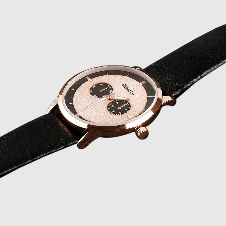 ساعة يد رجالية أسود مع نحاسي من DEVALLO - 730