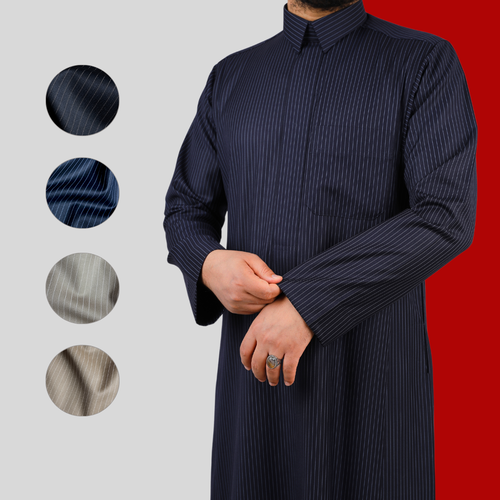 ثوب سعودي شتوي مقلم D4