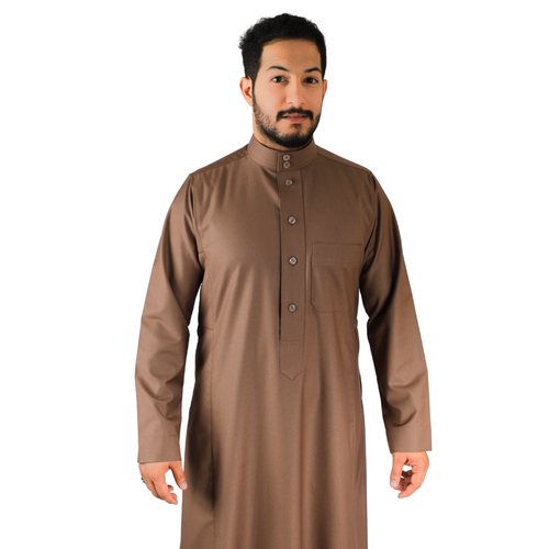 ثوب سعودي سادة شتوي بنــــي- 10
