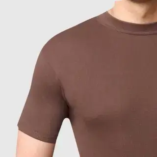فانيلة الاصيل بني غامق دائري