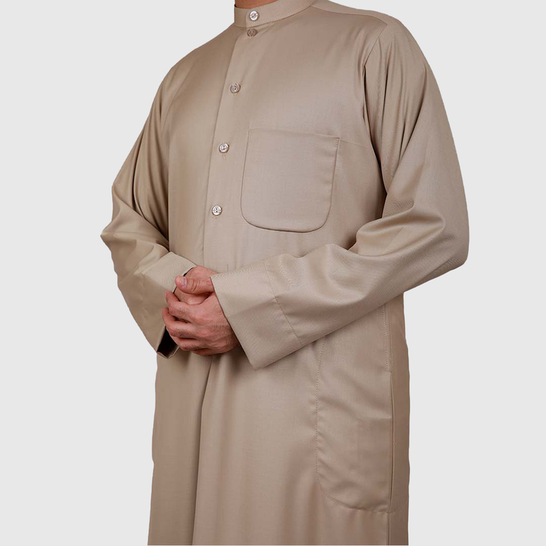ثوب دشداشة كويتي بيــــج شتــــوي R.32