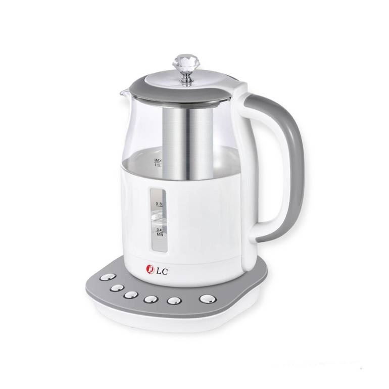 DLC Glass Kettle with Tea and Herbal Filter - Beige