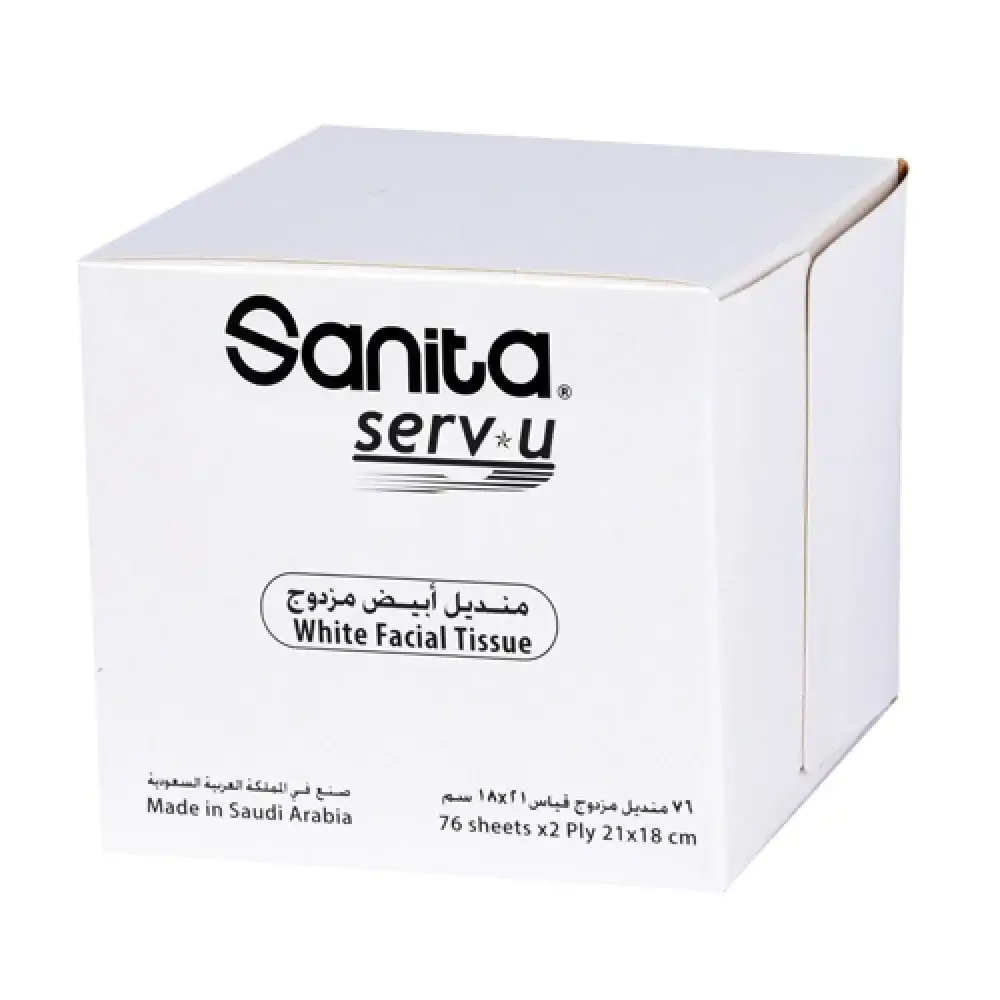  SANITA SERV*U WHITE FACIAL TISSUE SQUARE 2PLY 20*17.50CM 76SHEETS 