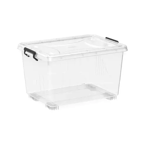  COSMOPLAST STORAGE BOX CLEAR WITH WHEELS&LOCKABLE LID 33L IFHHST538 