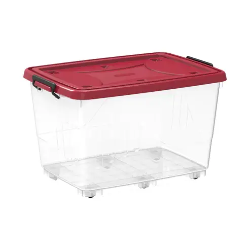  COSMOPLAST STORAGE BOX CLEAR WITH WHEELS&LOCKABLE LID 82L IFHHST556 