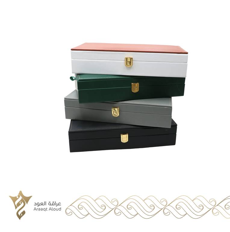 علب جلدية مناسبة للإهداء أوقية + ربعين تولة