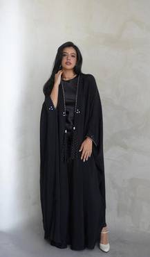 Tassel Silk Abaya - Black
