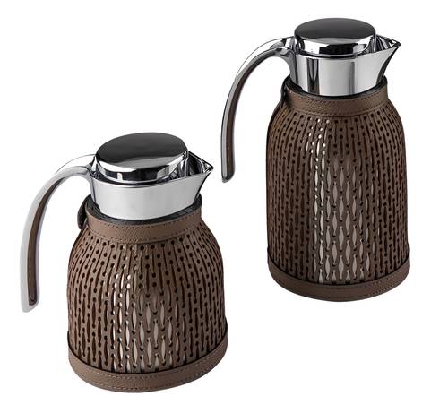 Thermal Leather Carafe 1 Litre-Brown