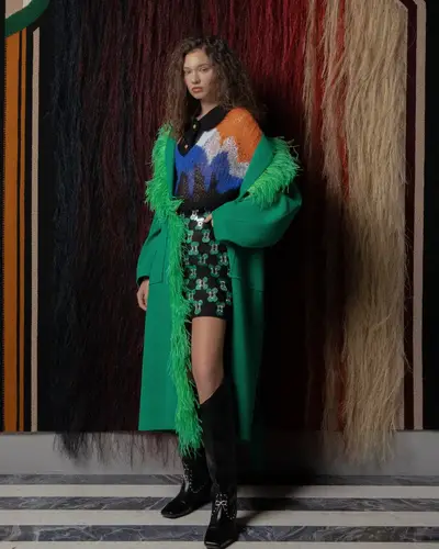 Wool Feathers Coat Emerald